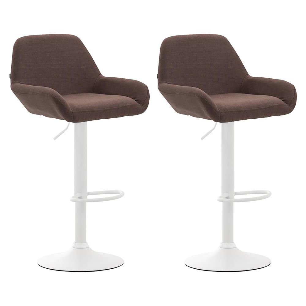 Set Di 2 Sgabelli Da Bar Eleganti Con Poggiapiedi – HWC-D72 – Rivestimento In Tessuto Marrone E Struttura In Metallo