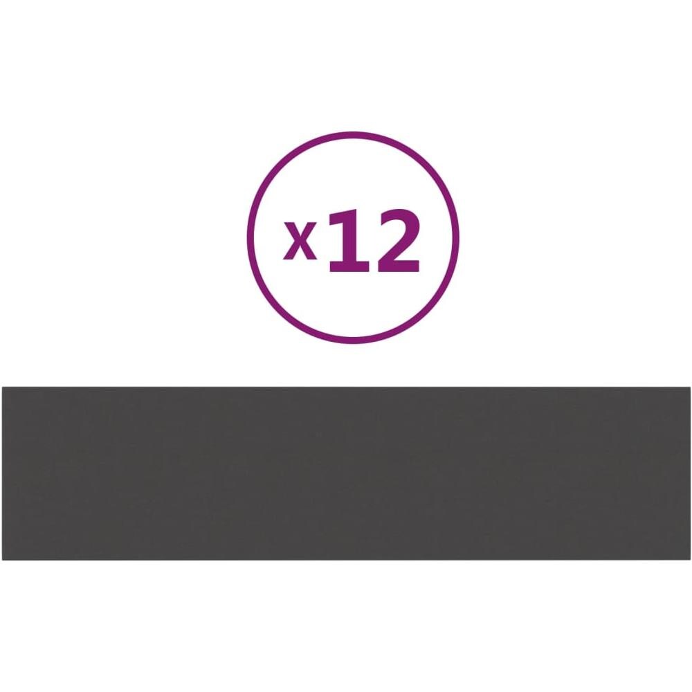 Pannelli Murali 12 Pz Grigio Scuro 60x15 Cm Tessuto 1,08 M - Foto 1