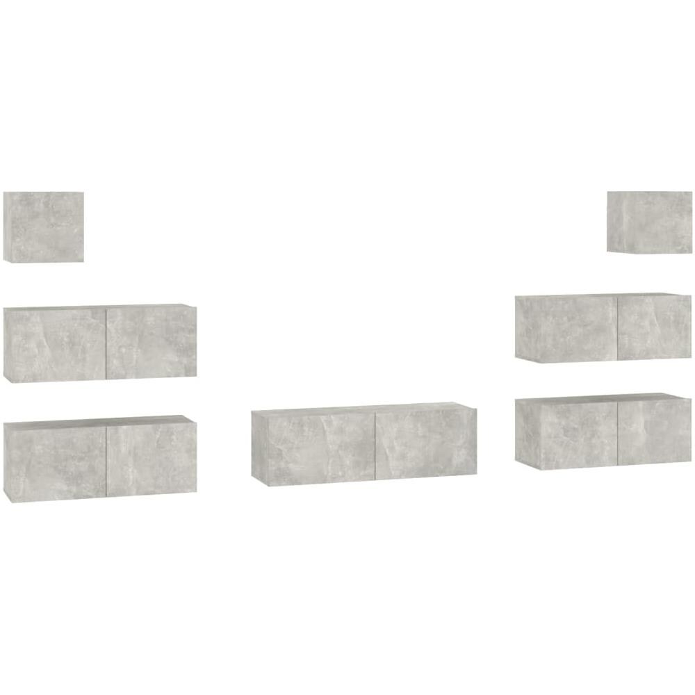 Set Di Mobili Porta Tv 7 Pz Grigio Cemento In Legno Multistrato - Foto 2