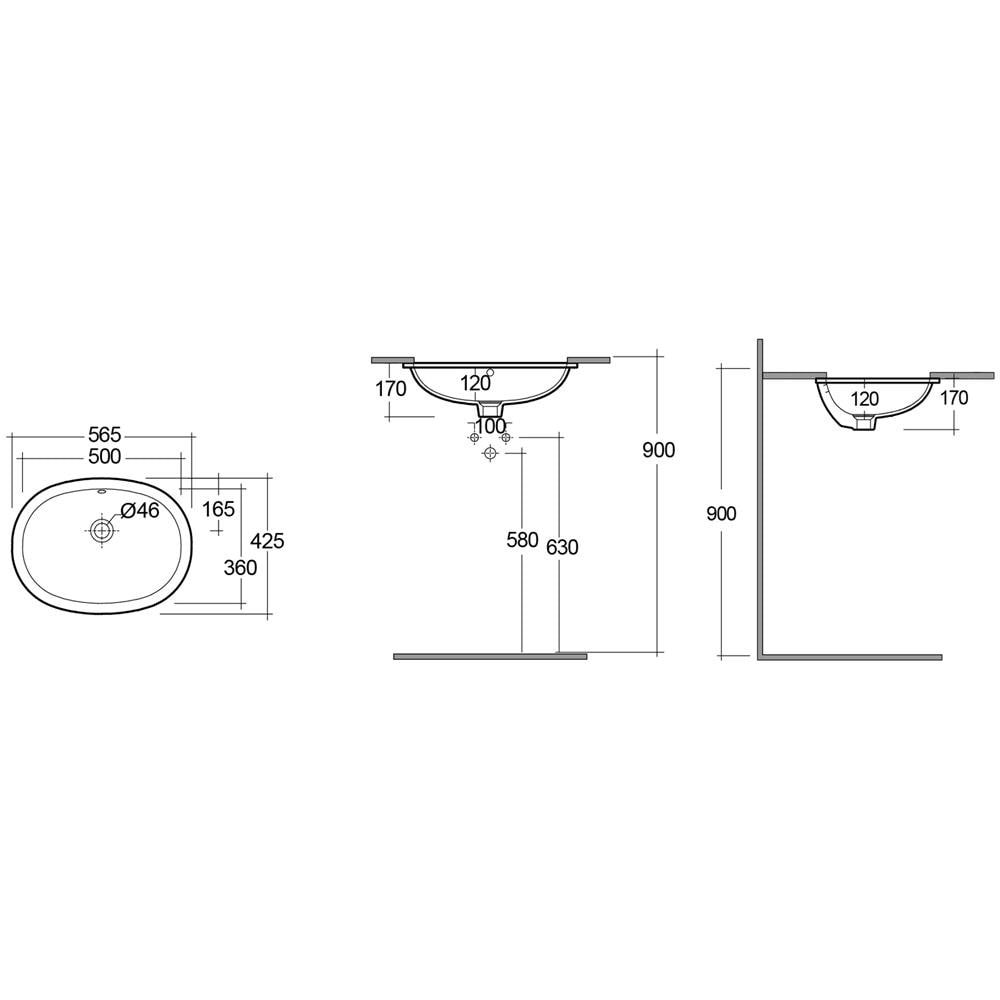 Lavabo Sottopiano Ovale Variant 55x41 Cm Bianco - Foto 4