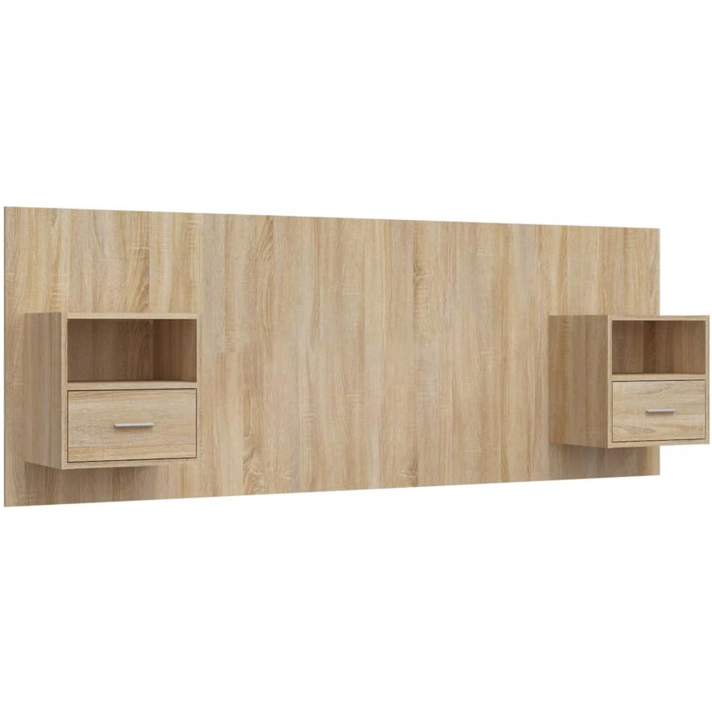 Testiera Letto Con Comodini In Legno Multistrato Rovere Sonoma - Foto 2