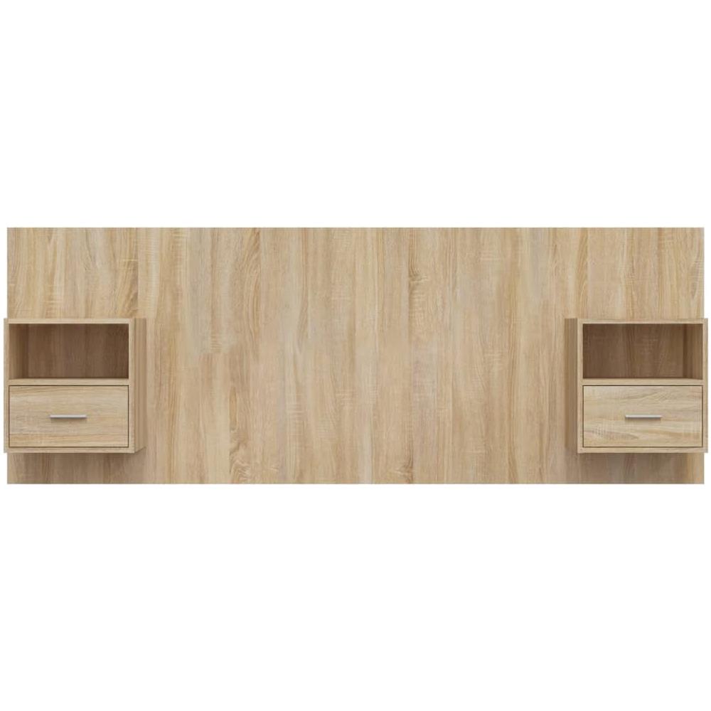 Testiera Letto Con Comodini In Legno Multistrato Rovere Sonoma - Foto 3
