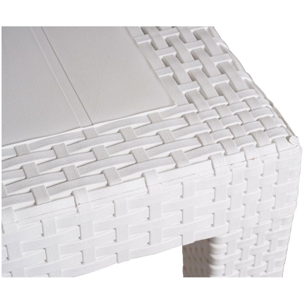Tavolo Da Esterno Agrigento, Tavolo Quadrato Da Giardino, Tavolino Fisso Effetto Rattan, 100% Made In Italy, 80x80h72 Cm, Bianco - Foto 4