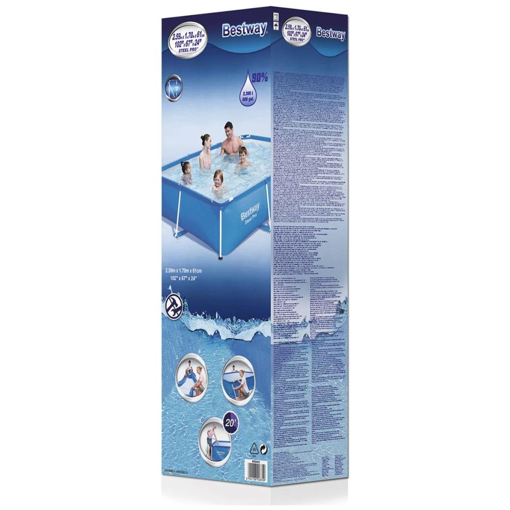 Steel Pro Piscina Rettangolare 259 X 170 61cm Telaio Acciaio - Foto 2