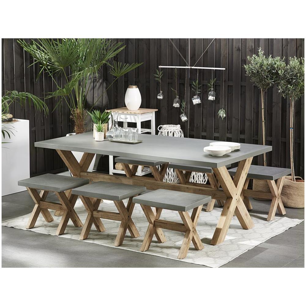 Set Da Pranzo Da Giardino In Finto Cemento Con 6 Sgabelli Grigio Olbia - Foto 2