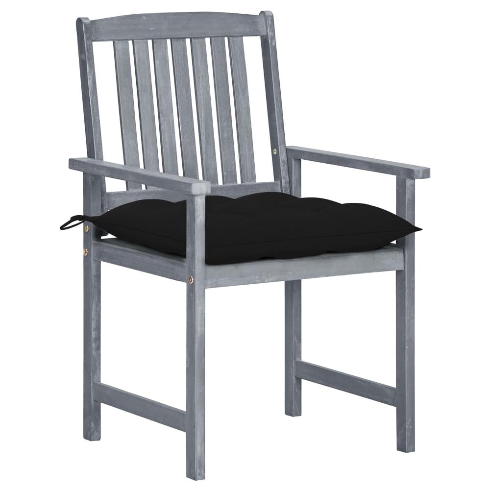 Sedie da Giardino con Cuscini 8 pz in Massello di Acacia Grigie - Foto 2