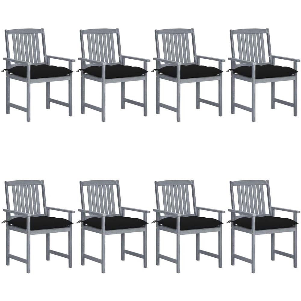 Sedie da Giardino con Cuscini 8 pz in Massello di Acacia Grigie - Foto 1