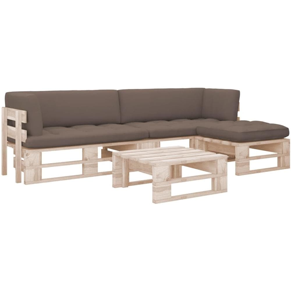 Set Divani a Pallet e Cuscini 4 pz in Legno di Pino Impregnato - Foto 1