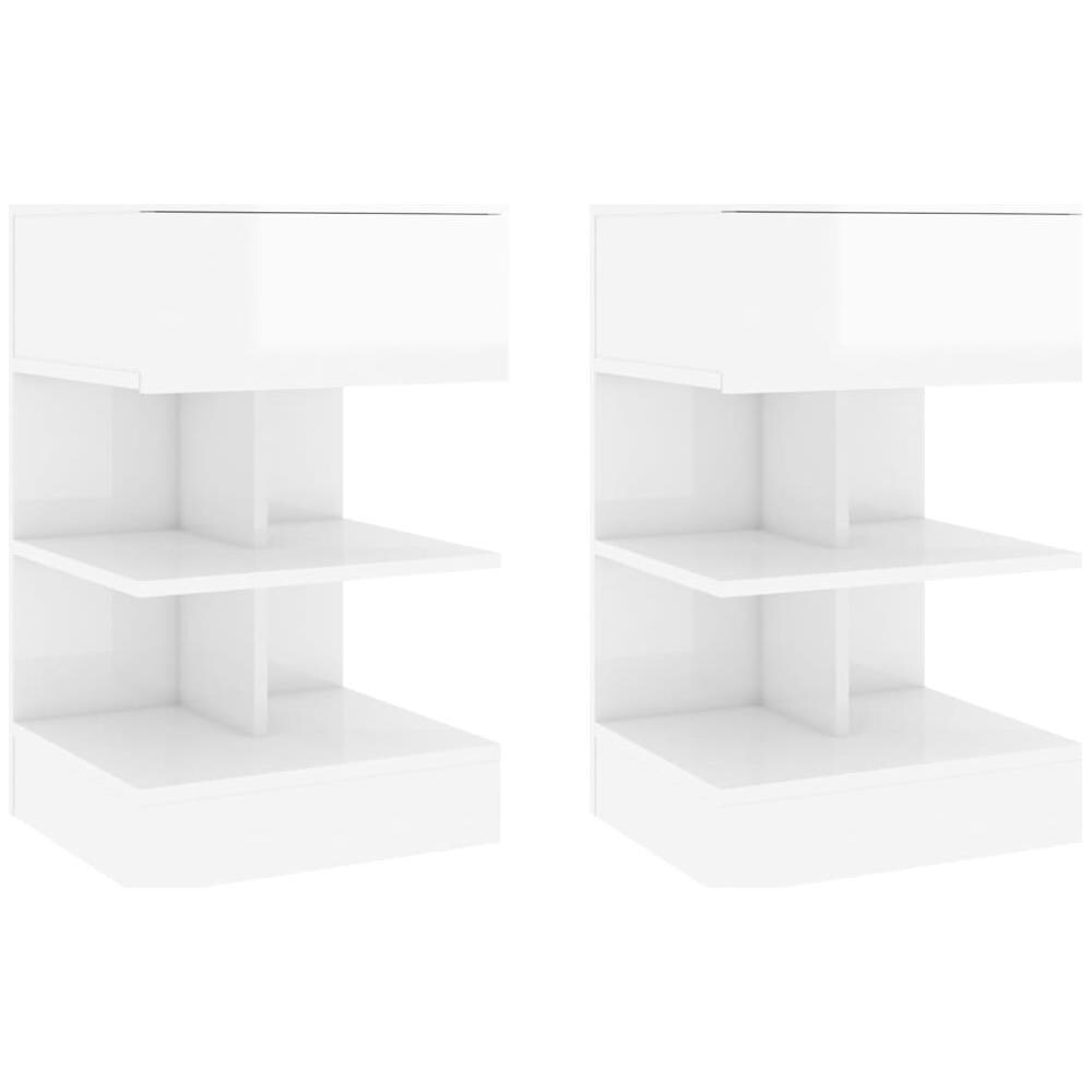 Comodini 2 pz Bianco Lucido 40x35x65 cm - Foto 1