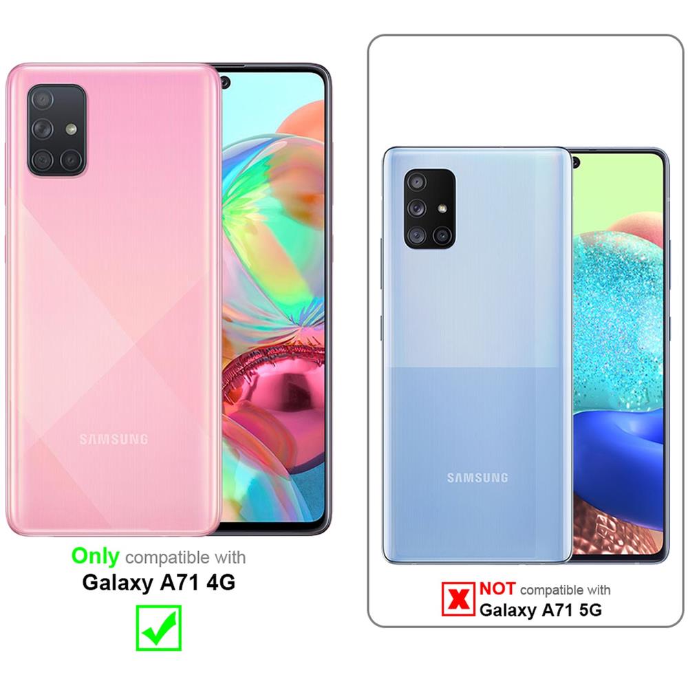 Custodia Compatibile Con Samsung Galaxy A71 4g In Blu Scuro Marrone - Coperchio Protettiva Con Chiusura Magnetica, Funzione Stand E Tasca Per Le Carte - Foto 2