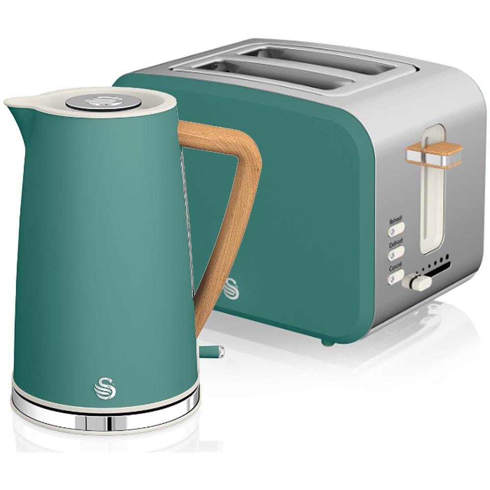 Nordic STP2090 Set da Colazione Bollitore Elettrico 1,7 L 2200 W + Tostapane a 2 Fette 900 W Colore Verde - Foto 1
