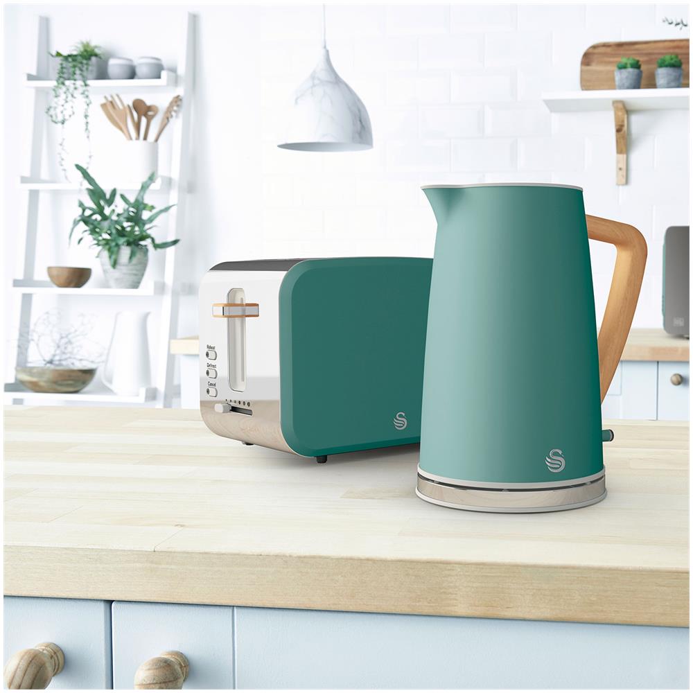 Nordic STP2090 Set da Colazione Bollitore Elettrico 1,7 L 2200 W + Tostapane a 2 Fette 900 W Colore Verde - Foto 2