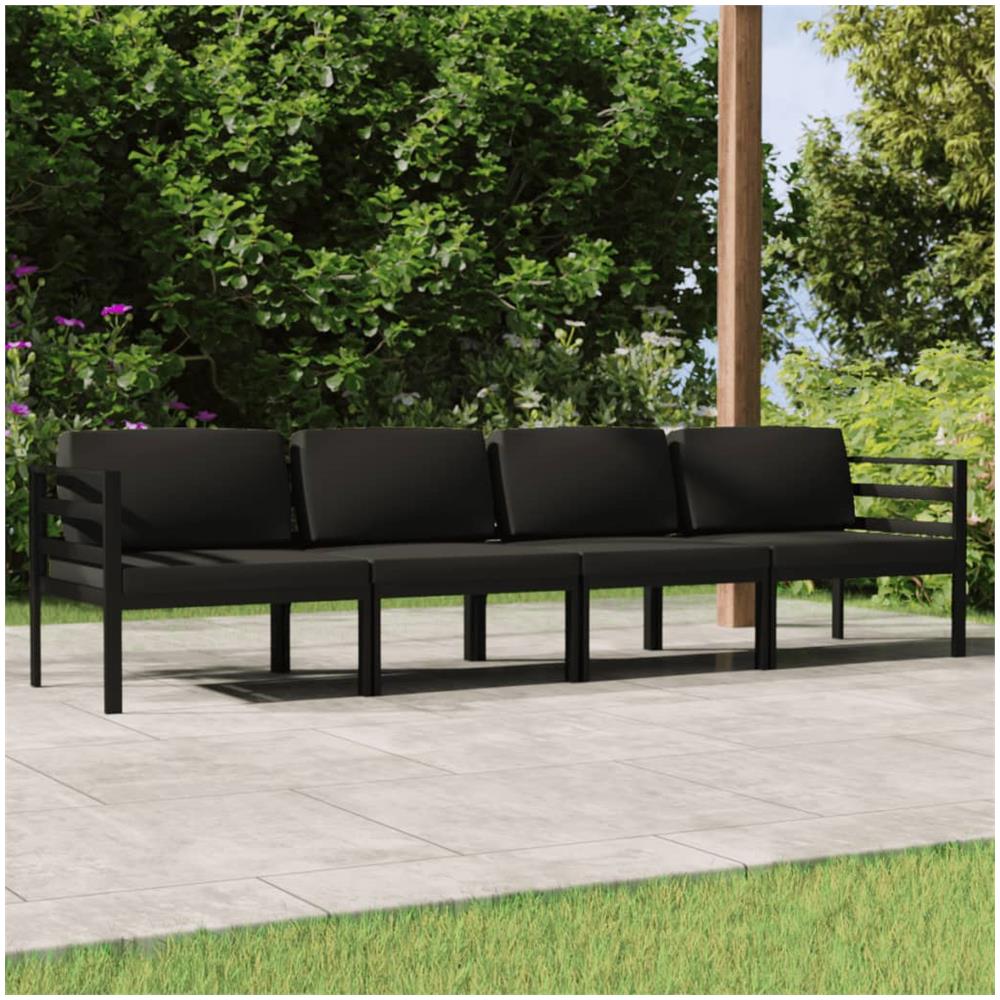 Set Divani Da Giardino 4 Pz Con Cuscini In Alluminio Antracite - Foto 1