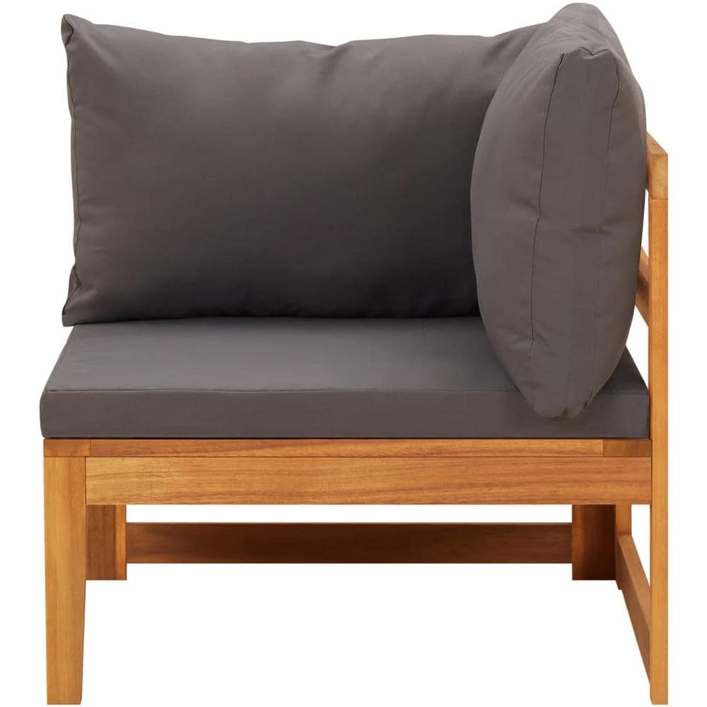 Set Divani Giardino 3 pz con Cuscini Grigio Scuro Legno Acacia - Foto 2