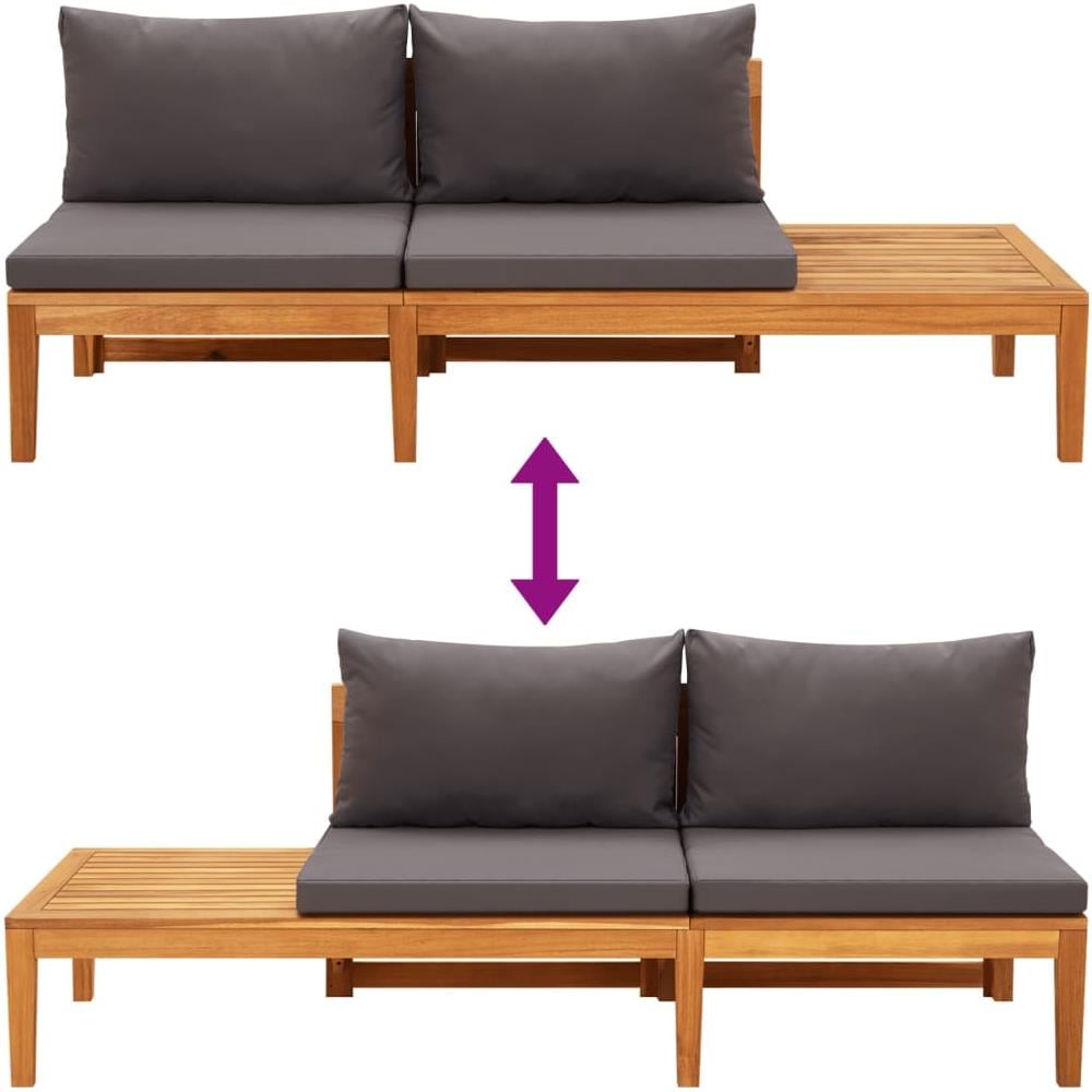 Set Divani Giardino 3 pz con Cuscini Grigio Scuro Legno Acacia - Foto 3