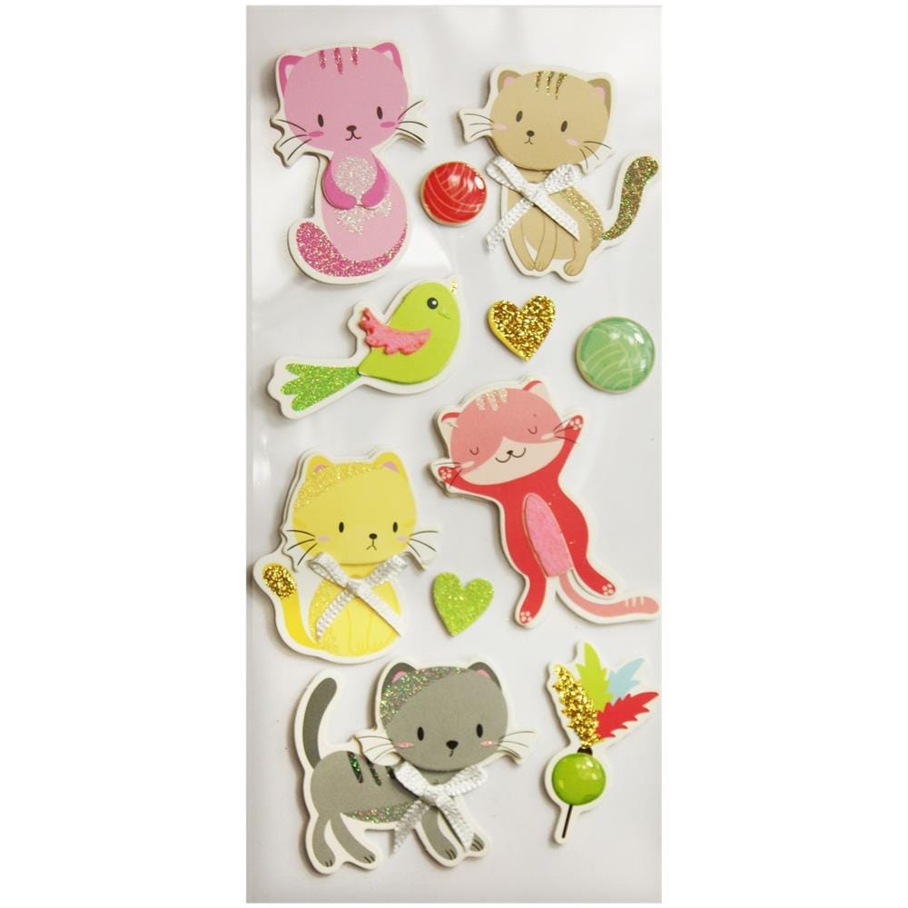 Adesivi Glitterati In Rilievo - Gatti Giocherelloni - Foto 1
