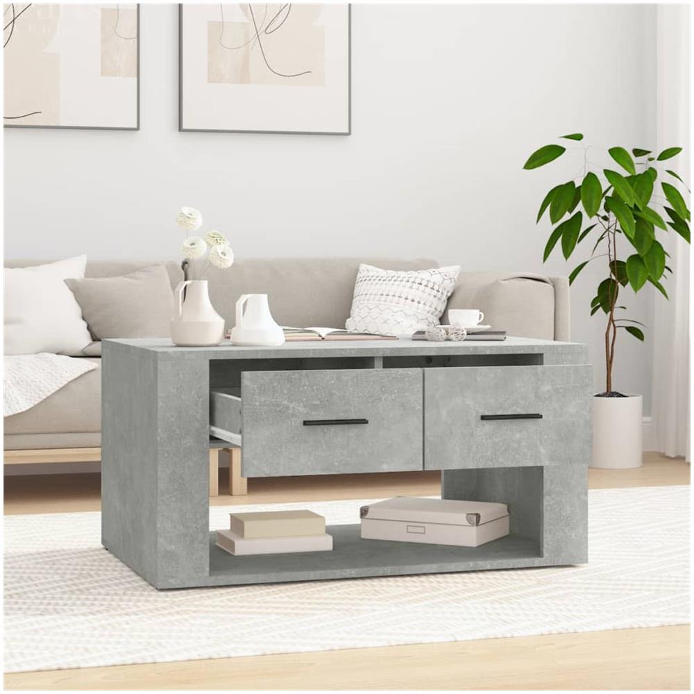 Tavolino Da Salotto Grigio Cemento 80x50x40cm Legno Multistrato - Foto 3