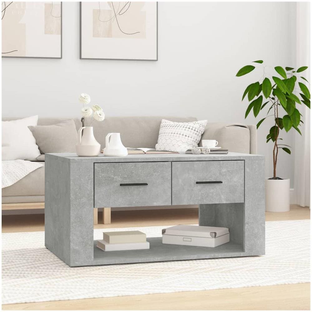 Tavolino Da Salotto Grigio Cemento 80x50x40cm Legno Multistrato - Foto 1