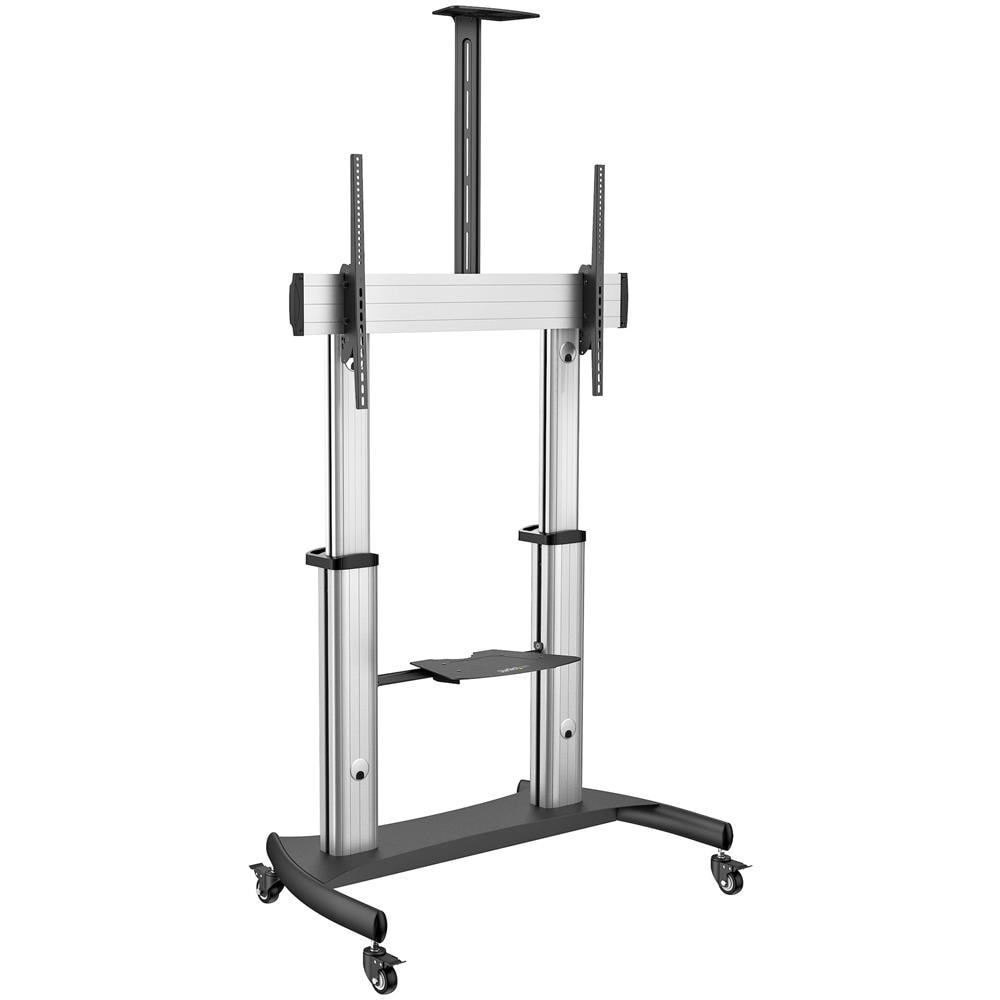Mobile TV Stand girevole su ruote - Carrello porta TV resistente per schermi da 60-100" (100kg) - Supporto tv da pavimento universale con ripiani - Foto 2