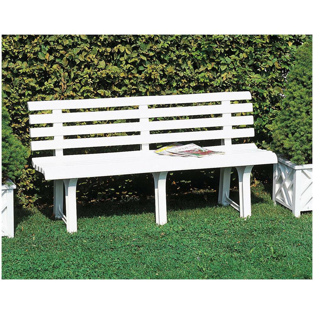 Panchina Da Esterno Pomezia, Panca Monoblocco Da Giardino, Panchina Outdoor, 100% Made In Italy, 145x49h74 Cm, Bianco - Foto 1