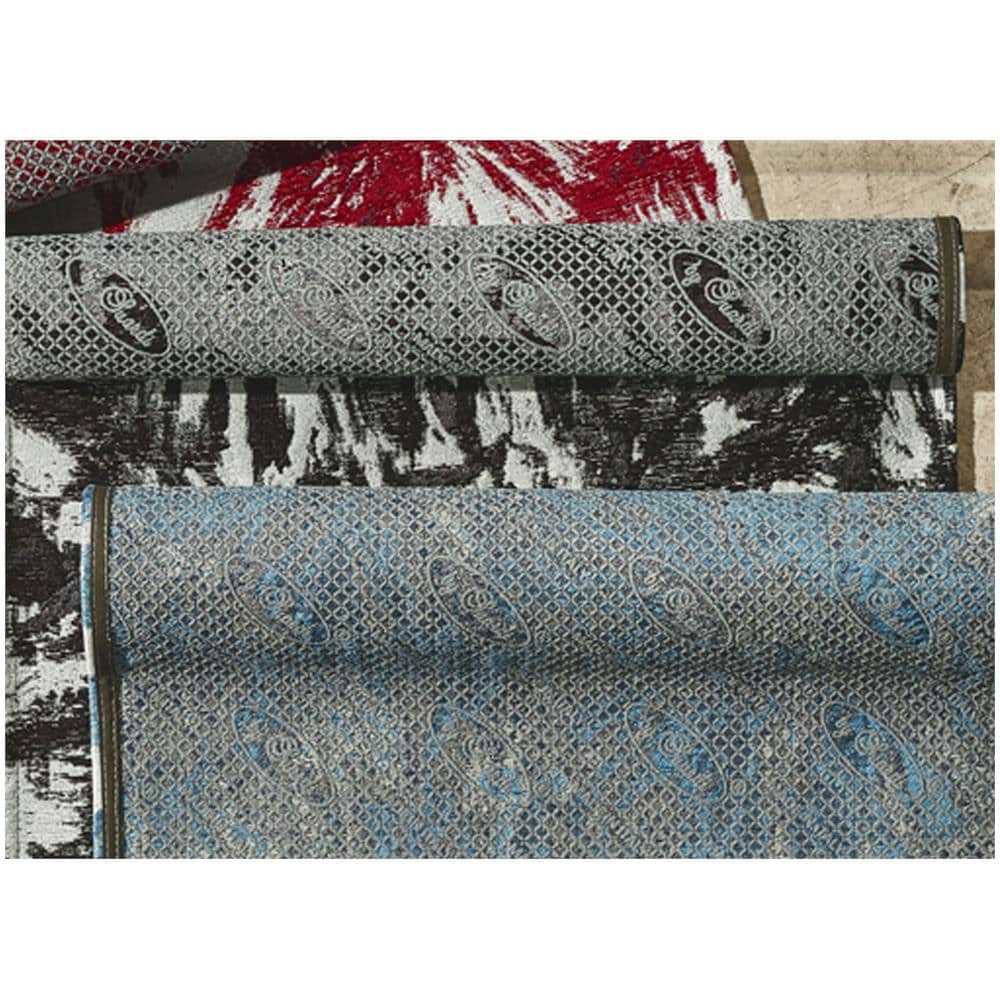 Tappeto Salotto Velour Antiscivolo Disegno Fior Di Loto By Suardi 85x150 Nero - Foto 4