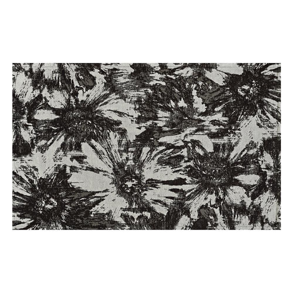 Tappeto Salotto Velour Antiscivolo Disegno Fior Di Loto By Suardi 85x150 Nero - Foto 1
