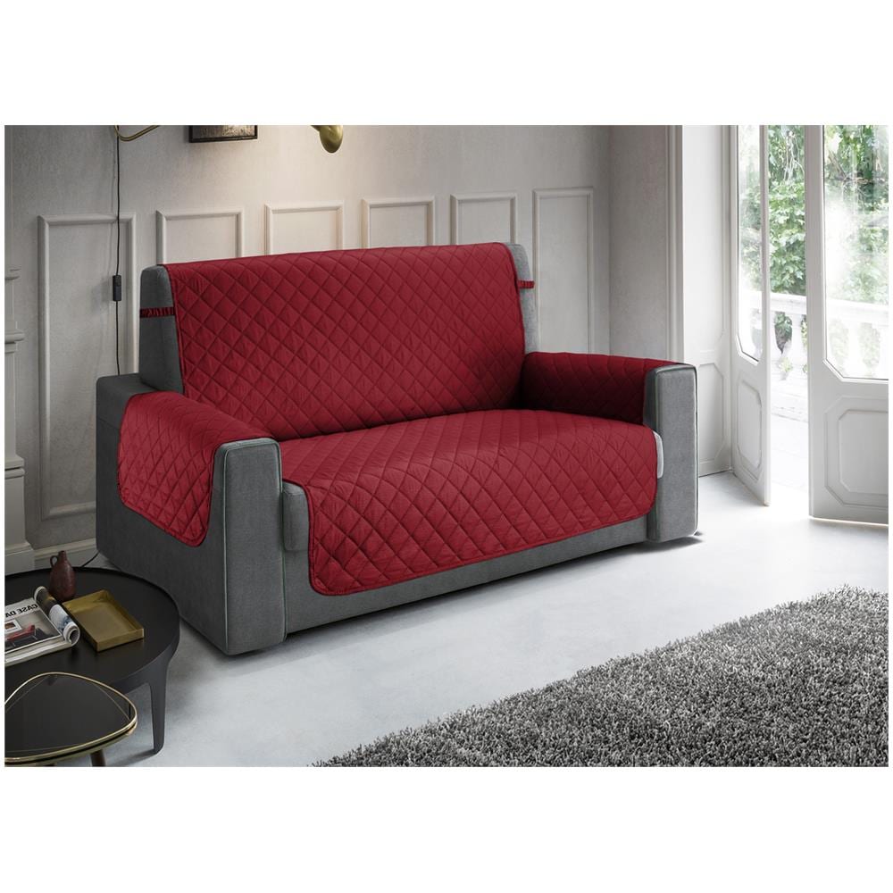 Copridivano Trapuntato Impermeabile Antimacchia Mod. Imperiale Pitonato Bordeaux 4 Posti Bordeaux - Foto 1