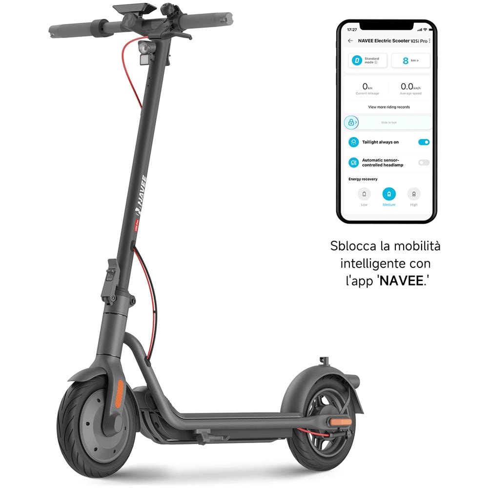 Monopattino V25i PRO con Velocità Massima 20 km /h Autonomia 25 km Capacità Massima di Carico 100 Kg Potenza 600 W Colore Nero - Foto 6