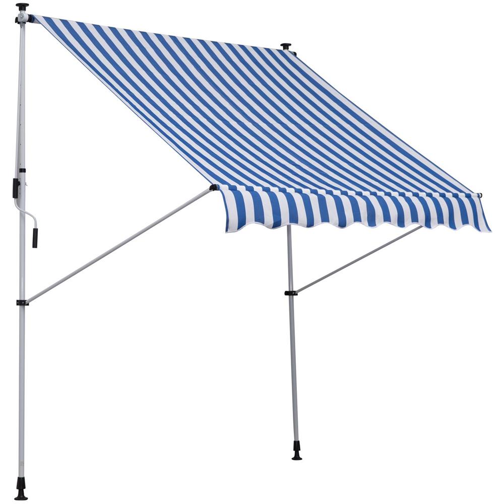 Tenda da Sole da Esterno 2x1.5m a Rullo con Manovella, Altezza e Angolazione Regolabile, Blu - Foto 1
