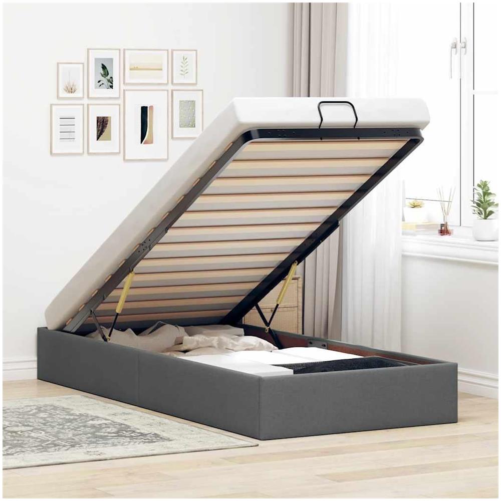 Struttura Letto Pouf senza Materasso 90x190 cm in Tessuto - Foto 2