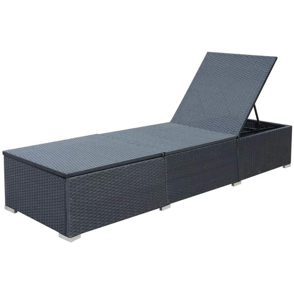 Lettino Prendisole Con Cuscino In Polyrattan Nero - Foto 7