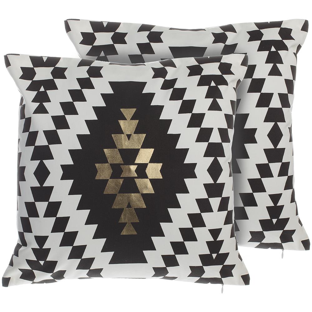 Set Di 2 Cuscini Decorativi In Cotone Bianco / nero A Rombi 45 X 45 Cm Coleus - Foto 1
