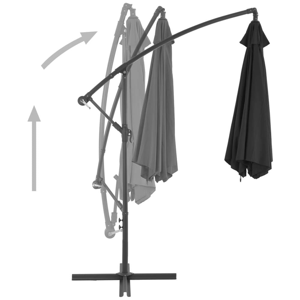 Ombrellone A Sbalzo Con Palo In Alluminio 300 Cm Nero - Foto 12