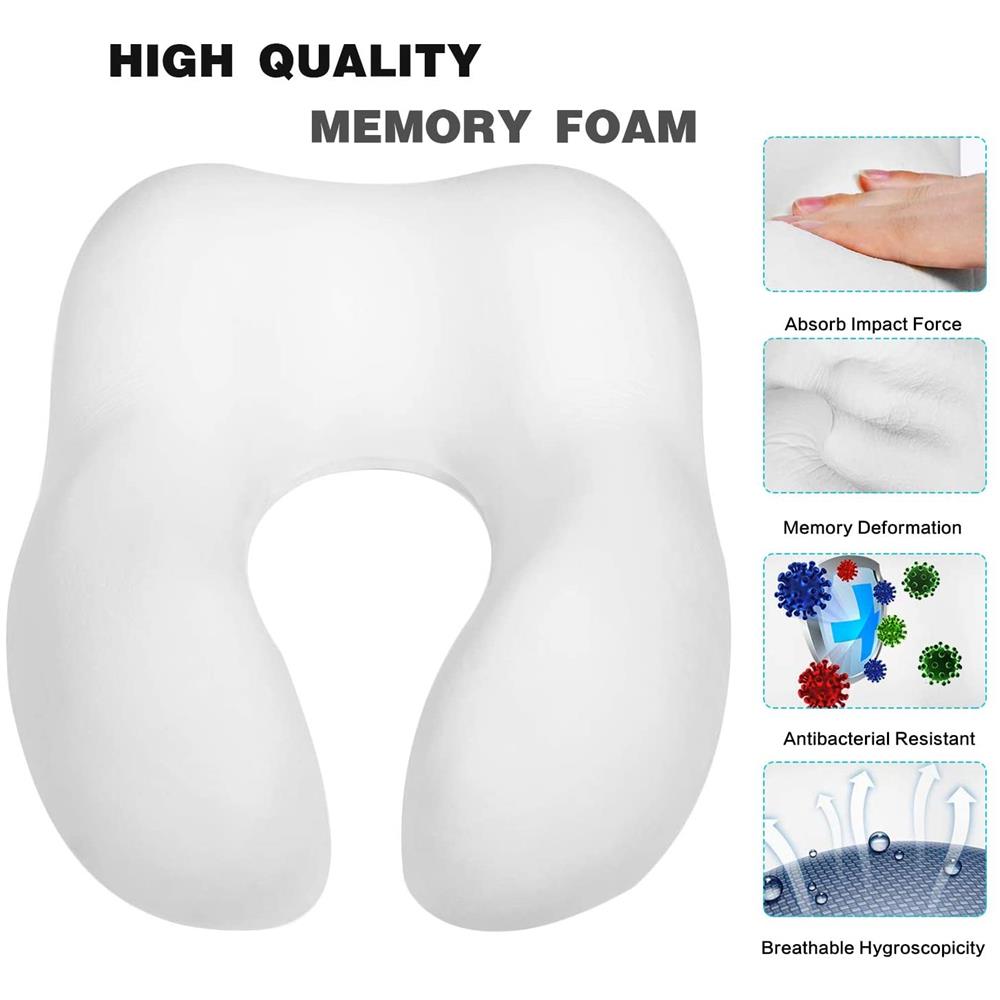 Cuscino Viaggio-cuscino Viaggio Memory Foam Lusso Soft Sleeping- Tessuto Terapia Magnetica - Velour Rimovibile Lavabile-maschera Dormire, 2 Tappi Orecchie Borsa Viaggio (nero)  - Foto 2