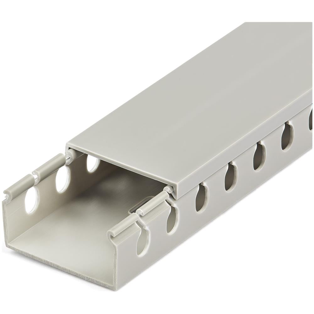 Canalina di cablaggio cavi scanalata con coperchio, 50mm P x 25mm H - 2m L - 8mm, canalina passacavi in PVC per cavo di rete / canaline a parete, massimo 25 cavi, certificata UL - Foto 4