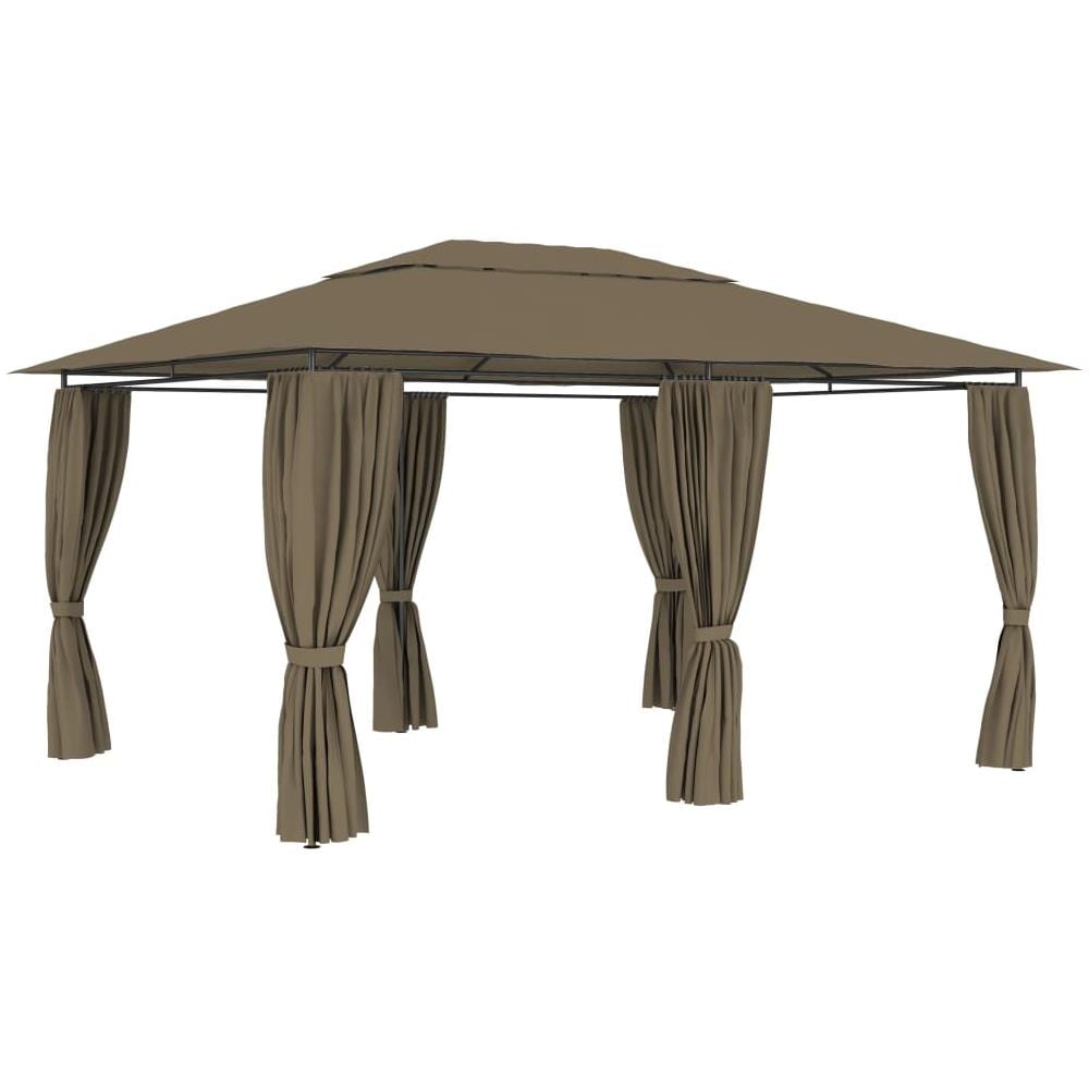 Gazebo da Giardino con Tende 4x3 m Grigio Talpa 180 g / m² - Foto 1