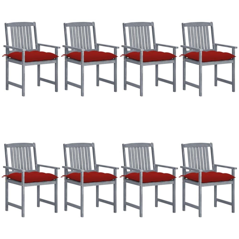 Sedie da Giardino con Cuscini 8 pz in Massello di Acacia Grigie - Foto 1