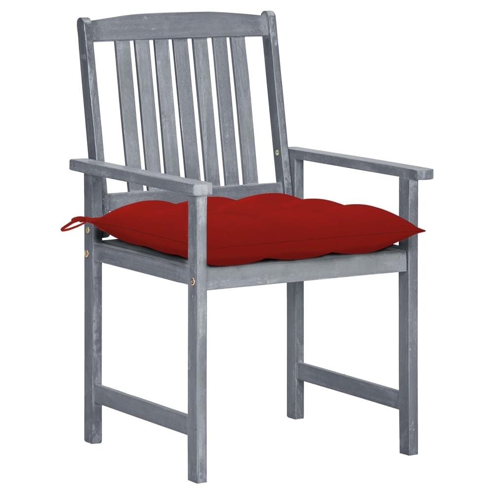 Sedie da Giardino con Cuscini 8 pz in Massello di Acacia Grigie - Foto 3