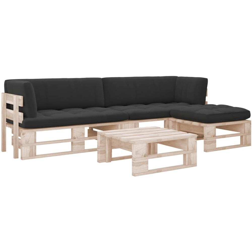 Set Divani a Pallet e Cuscini 4 pz in Legno di Pino Impregnato - Foto 1