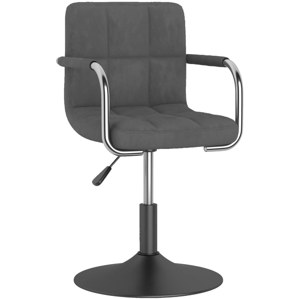 Sedia Da Pranzo Grigio Scuro In Velluto - Foto 1