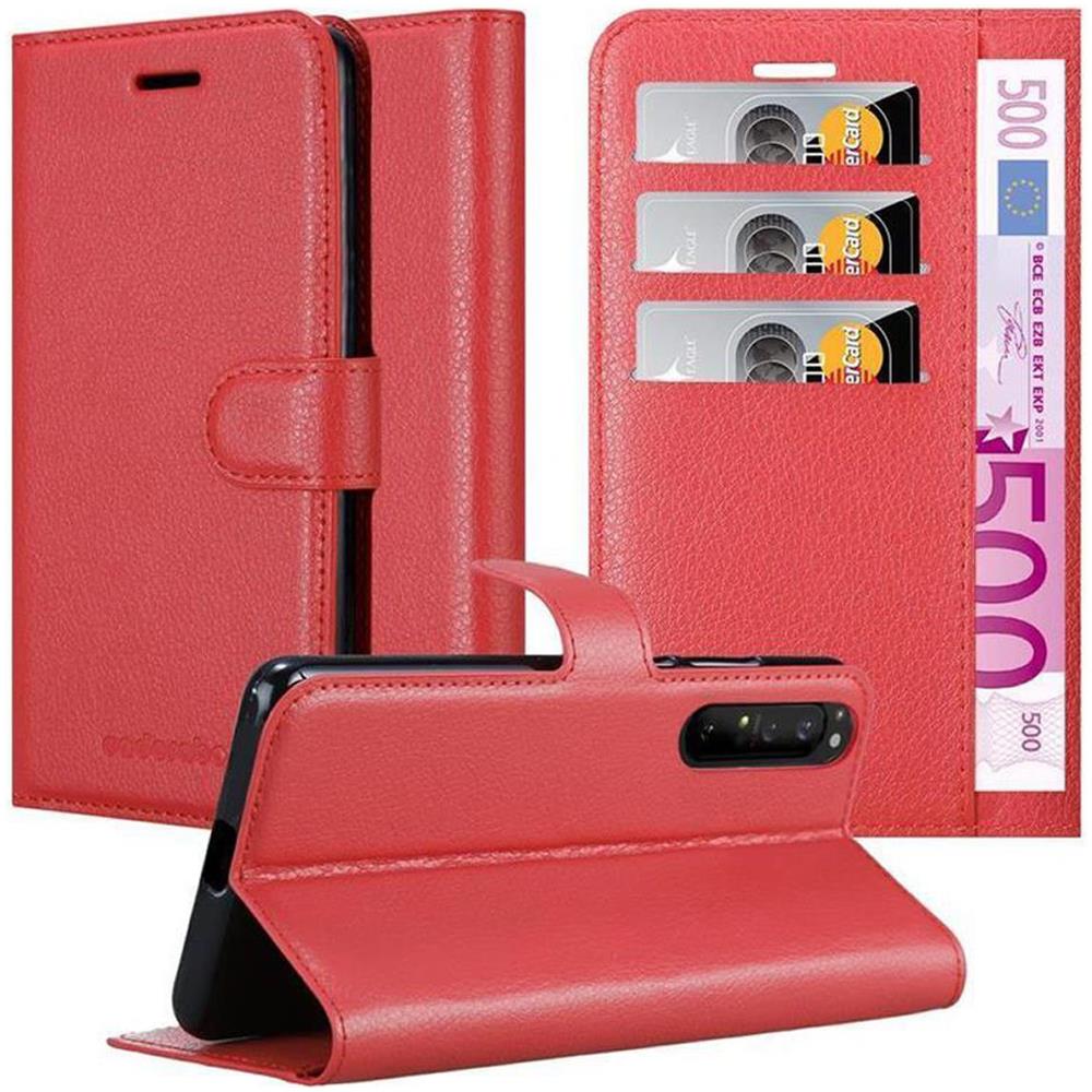 Custodia Compatibile Con Sony Xperia 1 Ii (2. Version) In Rosso Carminio - Coperchio Protettiva Con Chiusura Magnetica, Funzione Stand E Tasca Per Le Carte - Foto 1