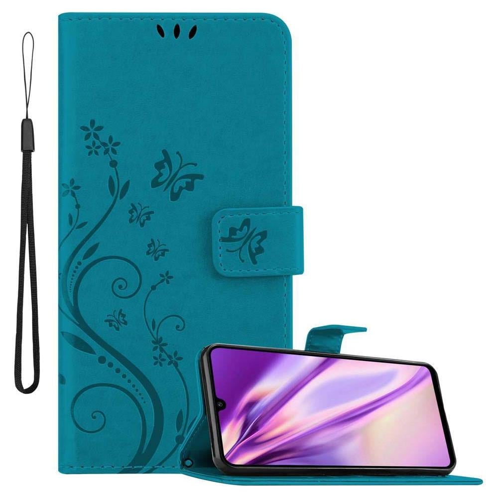 Custodia Compatibile Con Huawei P30 Lite In Blu Fiore - Coperchio Protettivo In Design Floreale Con Chiusura Magnetica, Funzione Stand E Slot Per Carte - Foto 1