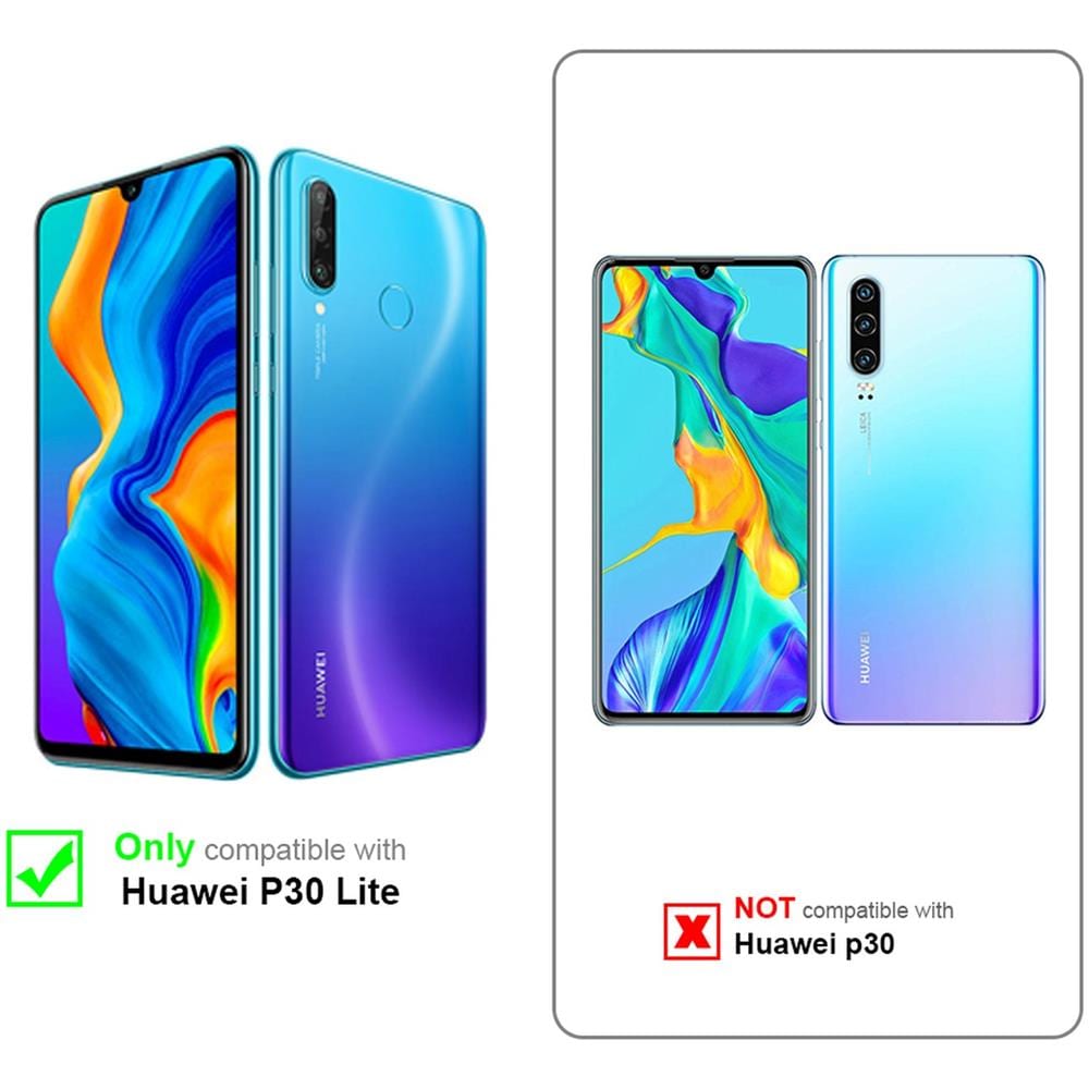 Custodia Compatibile Con Huawei P30 Lite In Blu Fiore - Coperchio Protettivo In Design Floreale Con Chiusura Magnetica, Funzione Stand E Slot Per Carte - Foto 2