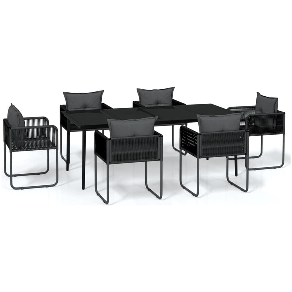 Set Da Pranzo Per Giardino 7 Pz Con Cuscini Nero - Foto 2
