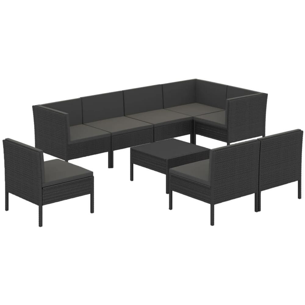 Set Divani Da Giardino 9 Pz Con Cuscini In Polyrattan Nero - Foto 2
