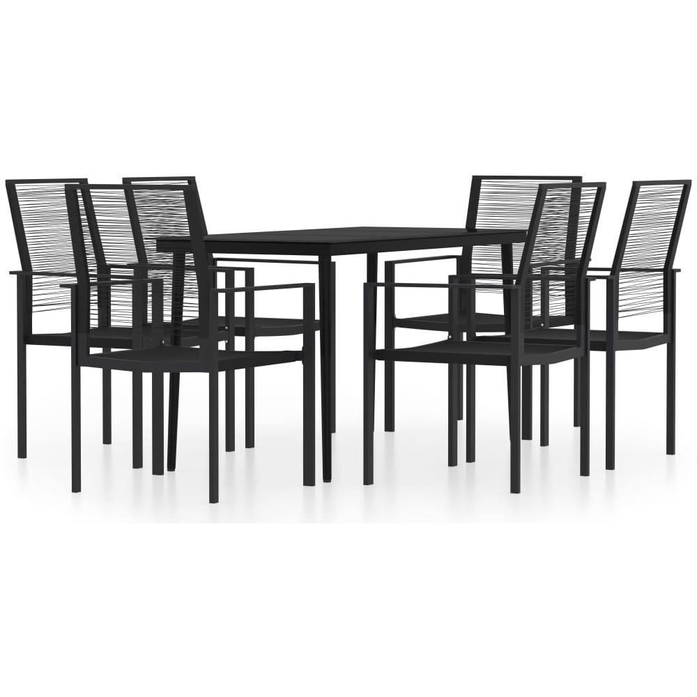 Set Mobili Da Pranzo Per Giardino 7 Pz Nero - Foto 2