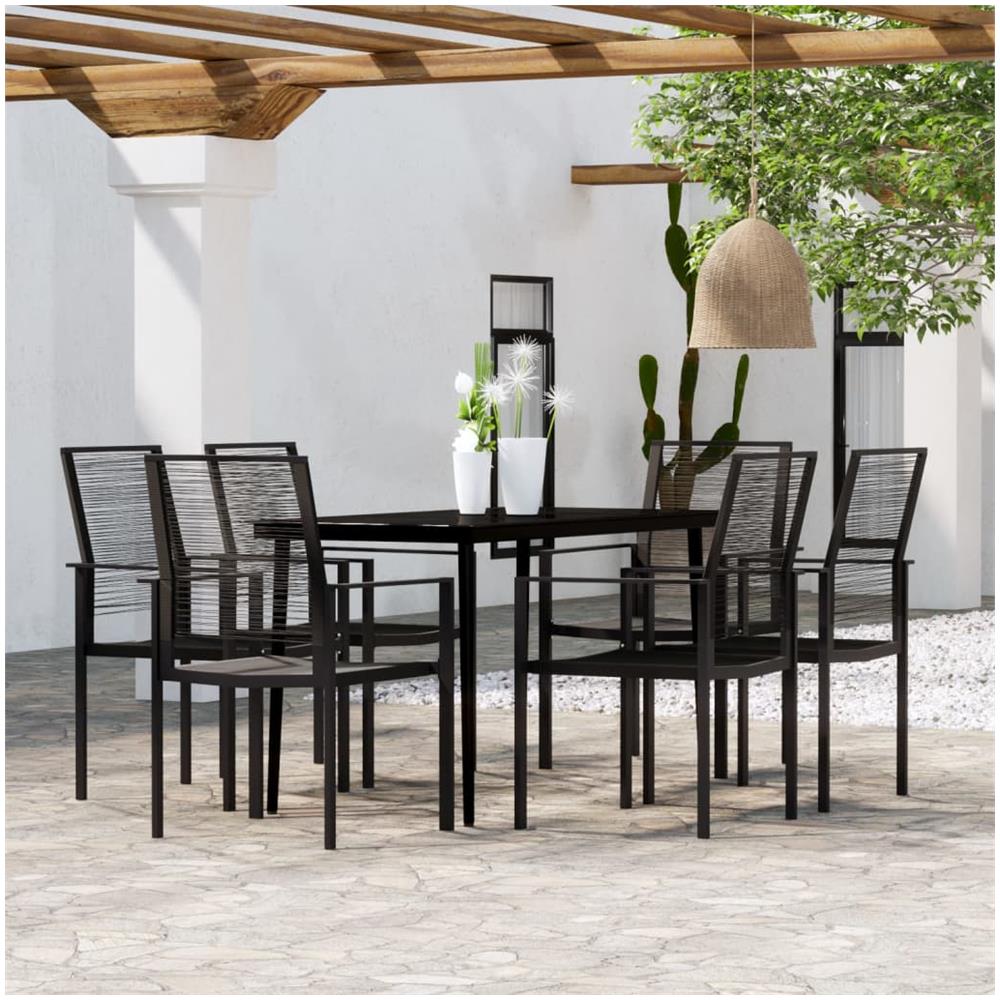 Set Mobili Da Pranzo Per Giardino 7 Pz Nero - Foto 1