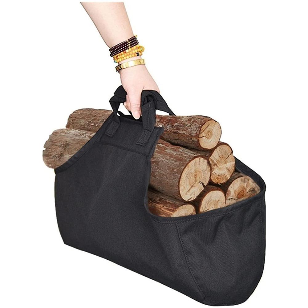Borsa In Feltro Per Legna Da Ardere XXL - Con Manici In Legno Rinforzati E Guanti, Capienza 70 Litri, Pieghevole Porta Legna Camino Con Guanti