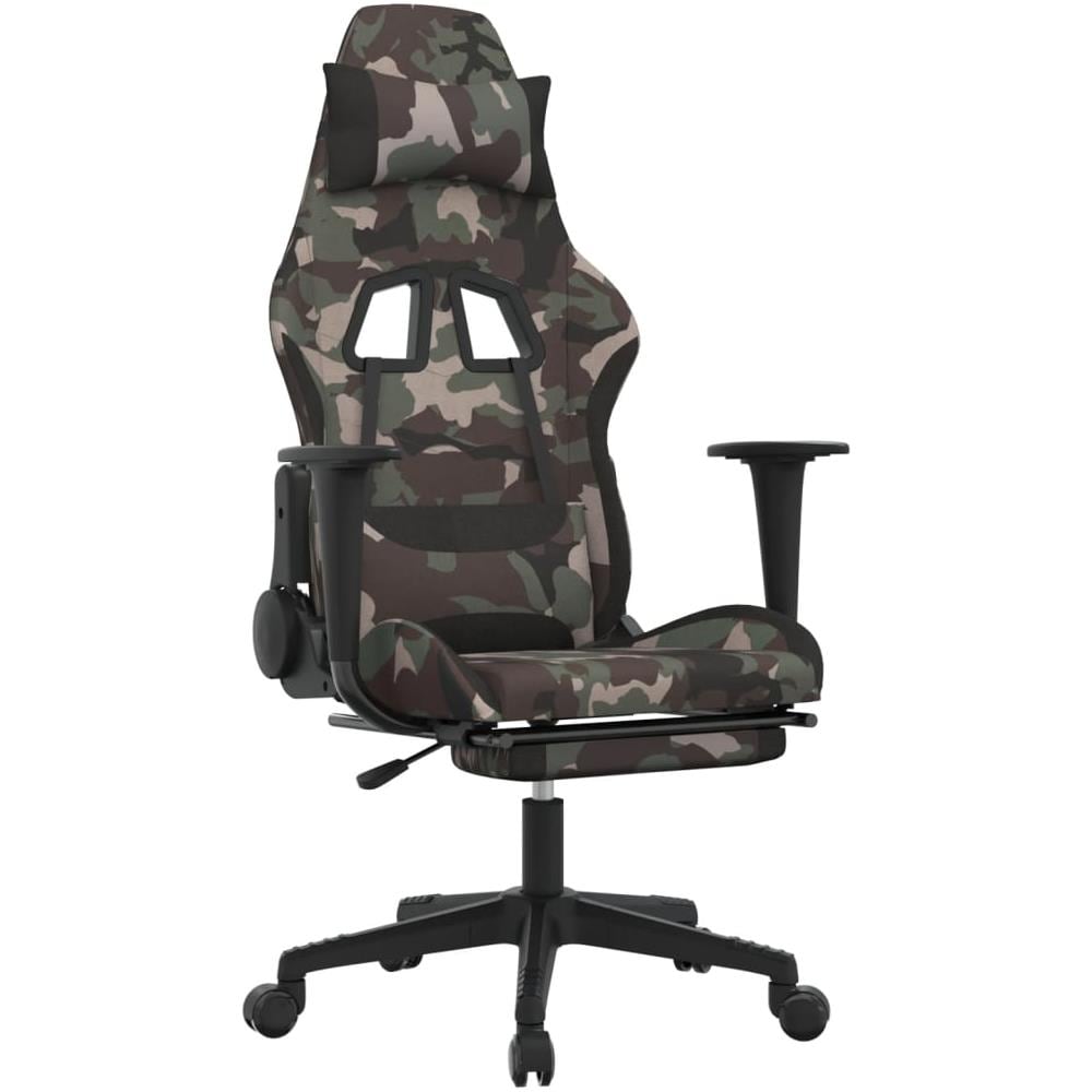 Sedia Da Gaming Con Poggiapiedi Mimetico E Nero In Tessuto - Foto 1