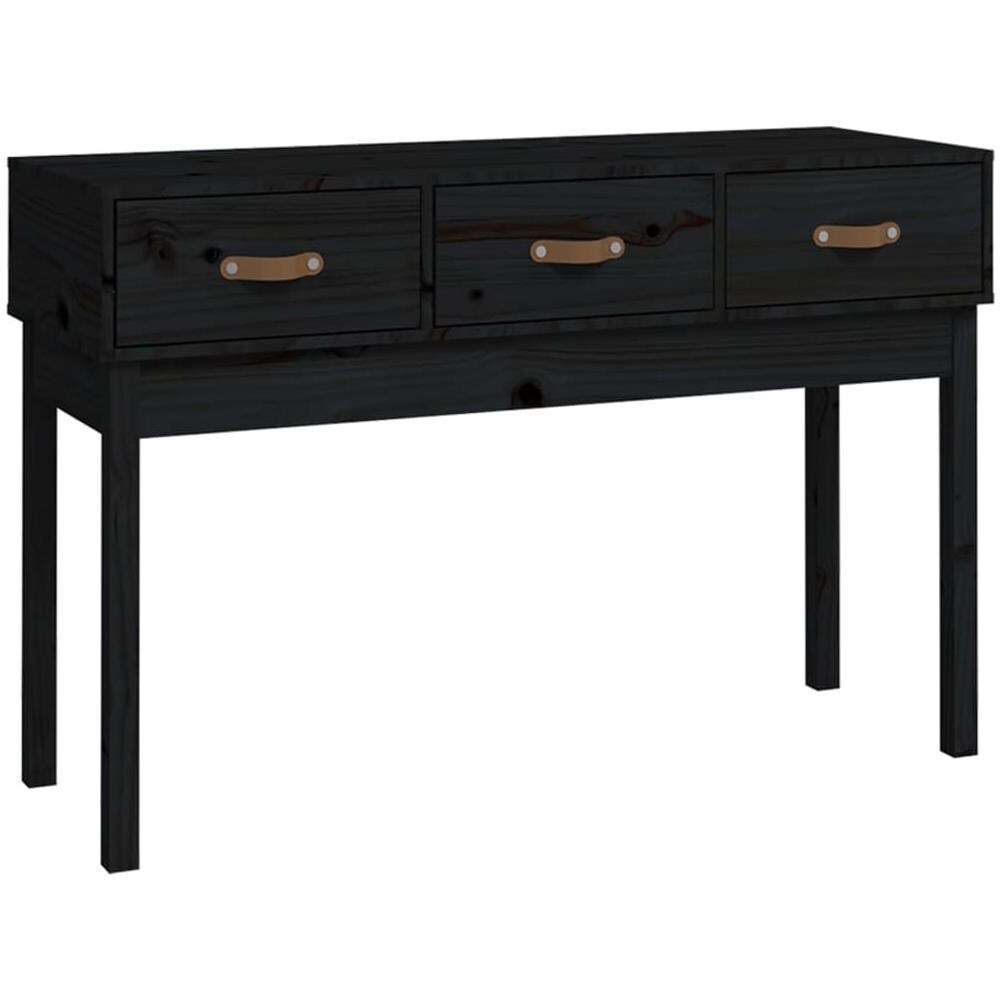 Tavolo Consolle Nero 114x40x75 Cm In Legno Massello Di Pino - Foto 2
